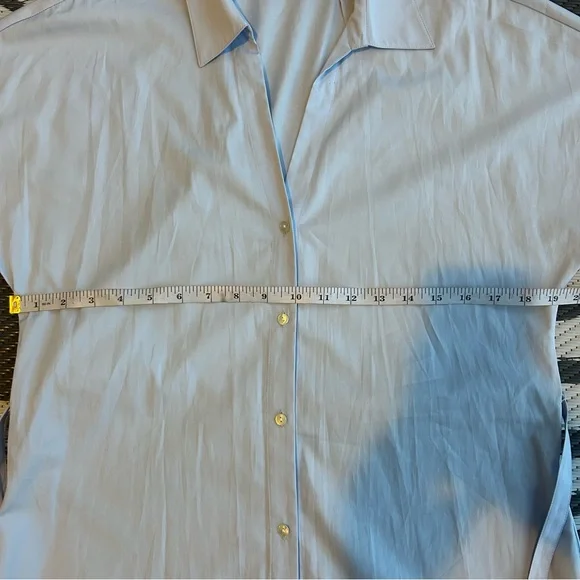 Theory Women's Sleeveless Light Blue Tie Waist Mini Shirt Dress - Picture 8 of 9